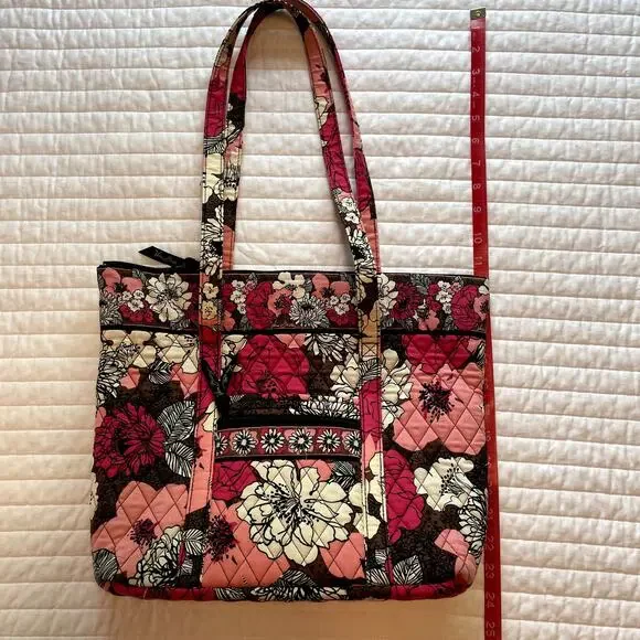 Vera Bradley Mocha Rouge Quilted Medium Tote Purse - Picture 7 of 10